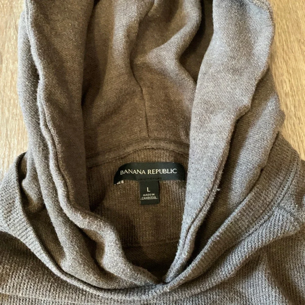 Y2K Banana Republic waffle-knit cotton hoodie in brown - size large mens